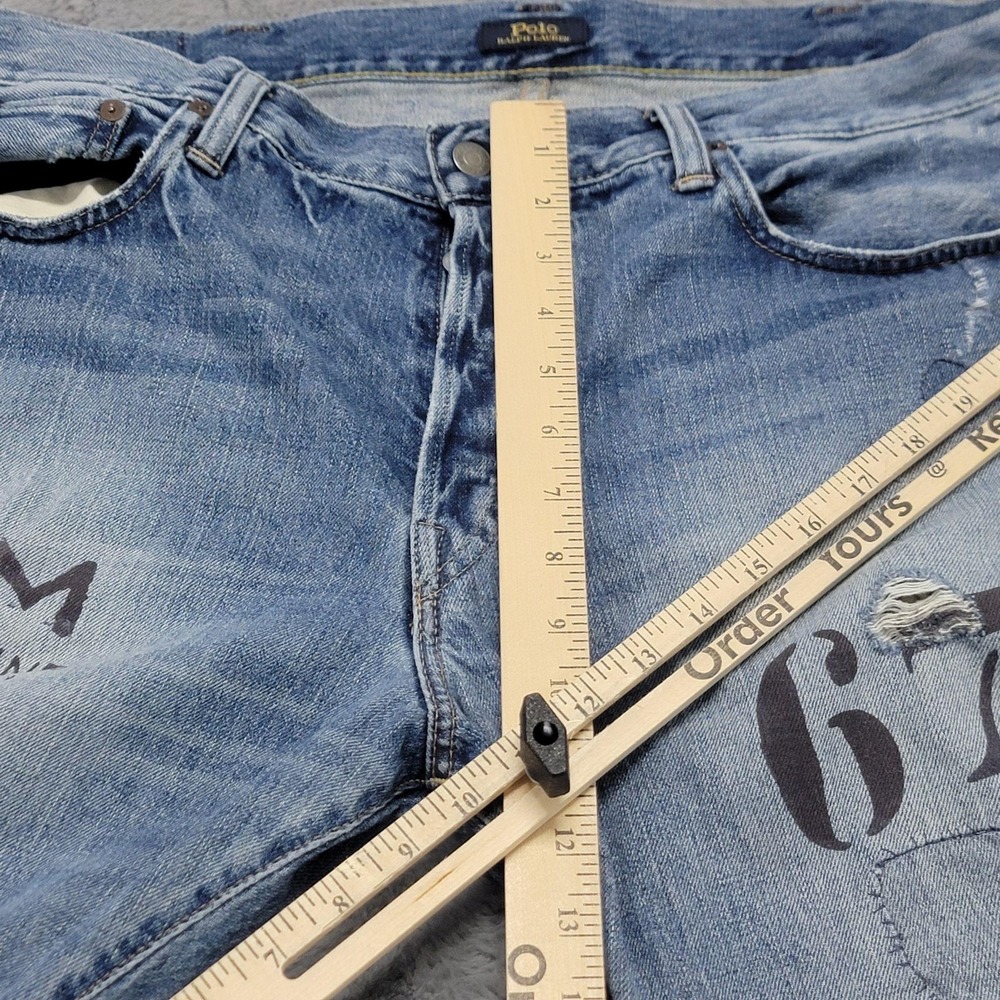 Polo Ralph Lauren Jeans Mens 38x32 Military Tiger Patchwork Varick Slim Straight - Picture 13 of 16